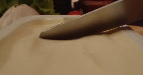 Processed cheese and bread. Breakfast. Appetizer series. Stock Footage 236321592