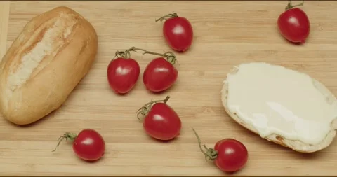 Processed cheese and bread. Breakfast. Appetizer series. Stock Footage 236321702