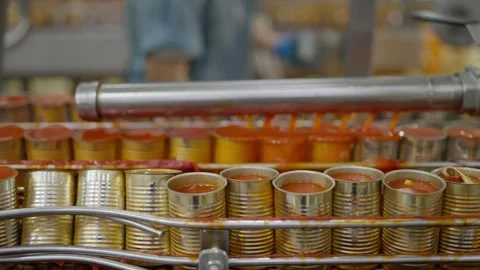 Processed food production line Stockbeeldmateriaal 330760269