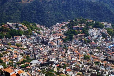 Processed by: Helicon Filter; Elevated view of Taxco de Alarcon, Mexico. Stock Photos