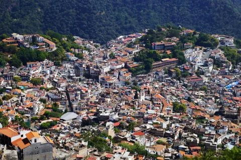 Processed by: Helicon Filter; Elevated view of Taxco de Alarcon, Mexico. Stock Photos