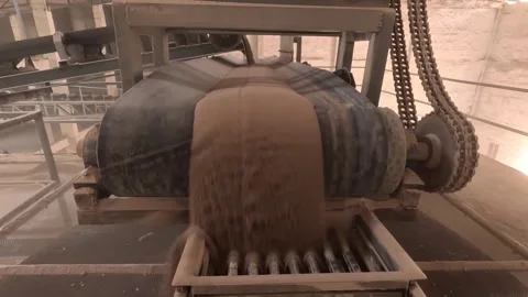 Processed soil going into conveyor line Stock Footage 283428476