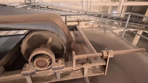 Processed soil going into conveyor line Stock Footage 283428487