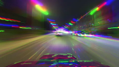 Processed Timelapse of car driving at night in Edinburgh (25p) Stock Footage 137442713