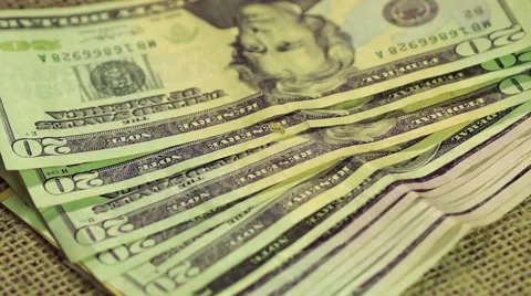Processed wheat grain falling on pile of US dollar cash, investment in farming Video stock 63487060