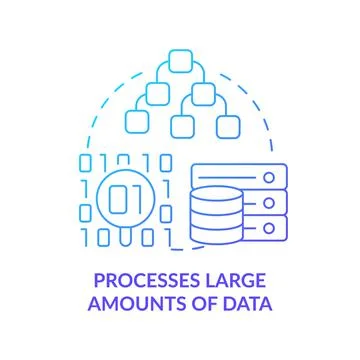 Processes large amounts of data blue gradient concept icon Stock Illustration