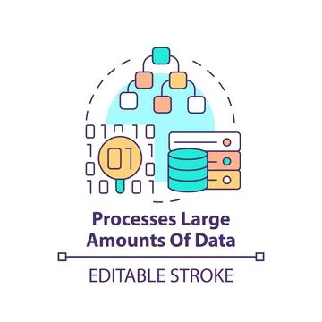 Processes large amounts of data concept icon Stock Illustration