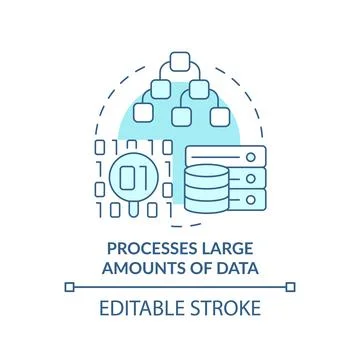 Processes large amounts of data turquoise concept icon Stock Illustration
