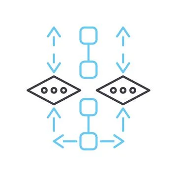 Processing algorithm line icon, outline symbol, vector illustration, concept Stock Illustration