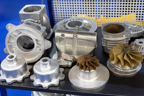 Processing of aluminum parts for injection molding for mechanical engineeri.. Stockfoto's