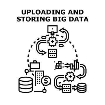 Processing and storing big data information flow 스톡 일러스트