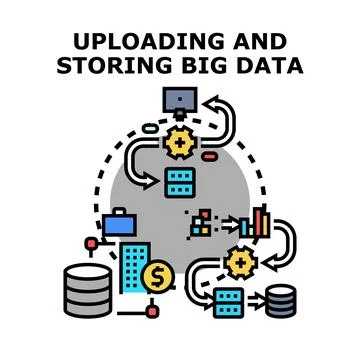Processing and storing big data information flow Stock Illustration