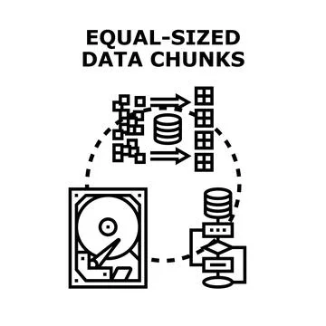 Processing and storing equal sized data chunks Stock Illustration