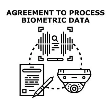 Processing biometric data with agreement and surveillance Stock Illustration