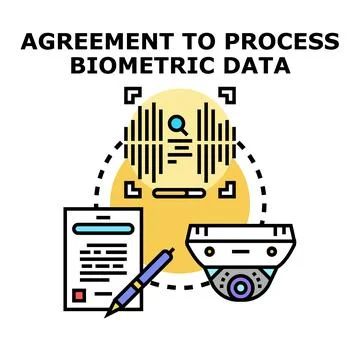 Processing biometric data with agreement and surveillance イラスト素材