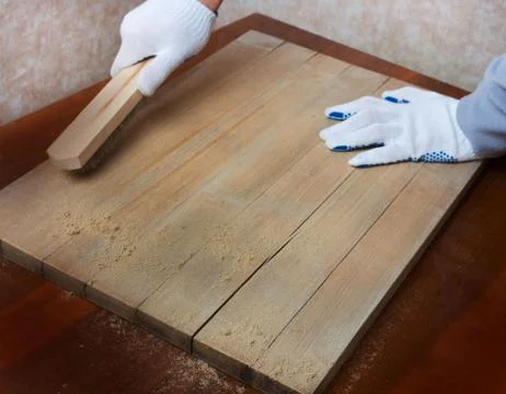 Processing the board with a metal brush. 写真素材