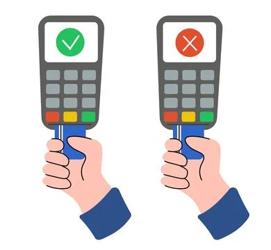 Processing of card payment. Accepting and declining payment Stock Illustration