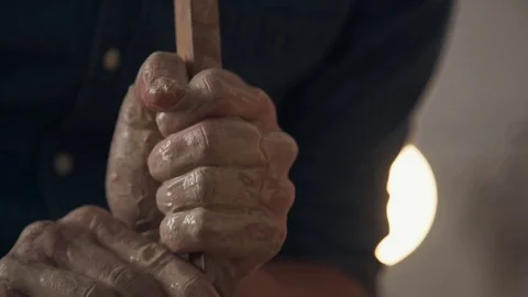 Processing clay ware and making dishes, process. Ceramics 스톡 동영상 83622984