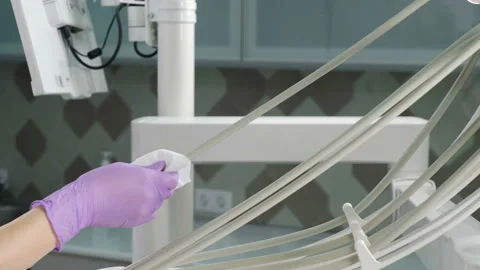 Processing, Cleaning, sterilization and disinfection of medical dental unit in Stock Footage 129532853