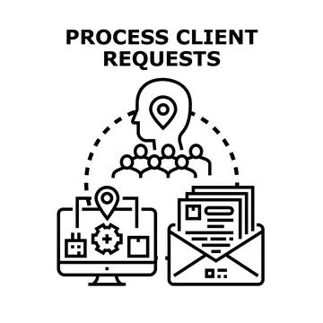 Processing client requests vector managing customer service イラスト素材