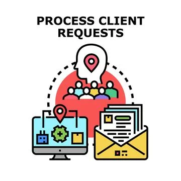 Processing client requests vector managing customer service 스톡 일러스트