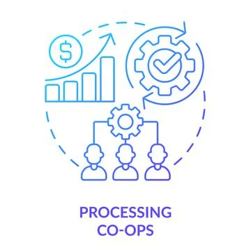 Processing co-ops blue gradient concept icon Illustrazione stock