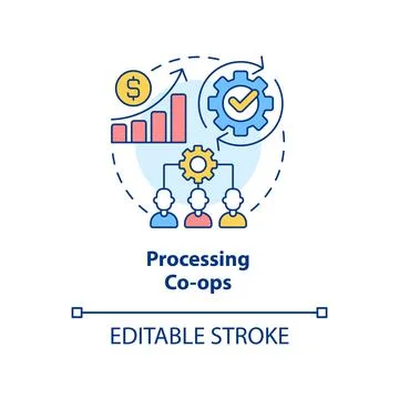 Processing co-ops concept icon Stock Illustration