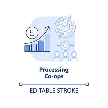 Processing co-ops light blue concept icon Illustrazione stock