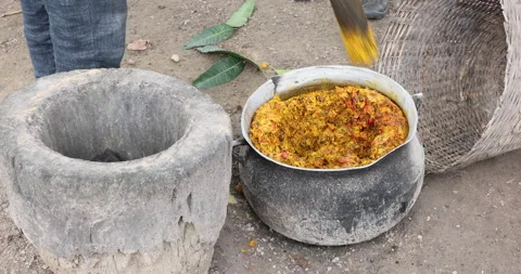 Processing cocoa beans rural bush village Ghana Africa 4K Stock Footage 161249224