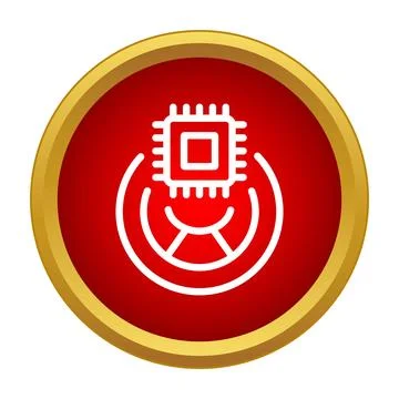 Processing computer chip with data flow icon Stock Illustration