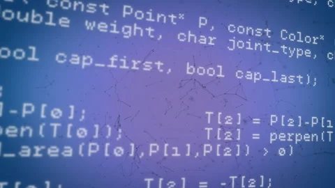 Processing computer code and data animation over blue background Video stock 304760814
