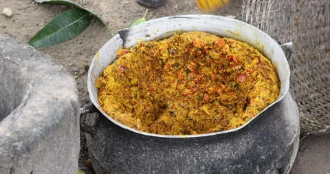 Processing crushing cocoa beans bush village Ghana Africa 4K Stock Footage 161249870