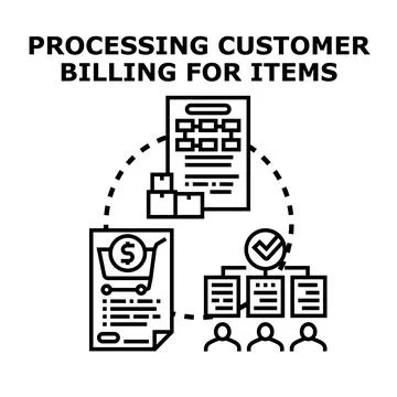 Processing customer billing and order management workflow Stock Illustration