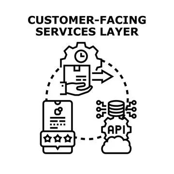 Processing customer facing services layer interaction concept イラスト素材