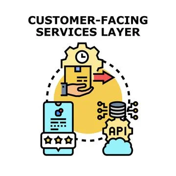 Processing customer facing services layer interaction concept 스톡 일러스트