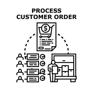 Processing customer orders for efficient delivery Stock Illustration