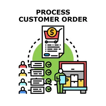 Processing customer orders for efficient delivery Stock Illustration
