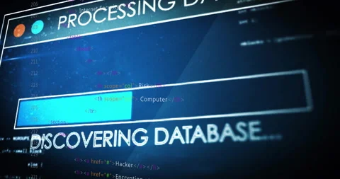 Processing data and discovering database, computer code and internet security Stock Footage 308994693