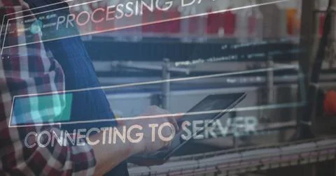 Processing data and discovering database image over person using tablet in Stock Photos