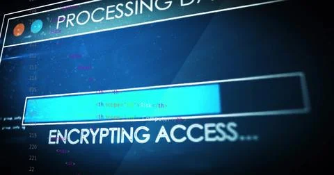 Processing data and discovering database, computer code and internet security Foto stock