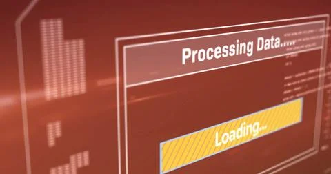 Processing data and loading image over red background Stock Illustration