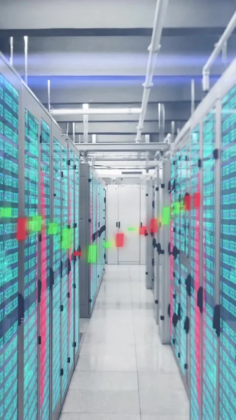Processing data, animation over servers in data center, technology concept Stock Footage 343682693