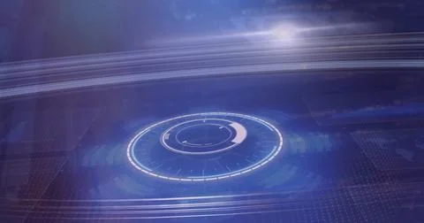 Processing data with circular interface and graphs in futuristic image Stock Photos