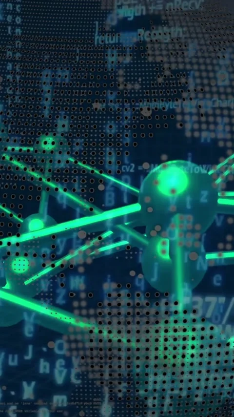 Processing data, digital network connections animated over binary code 動画素材 344285102