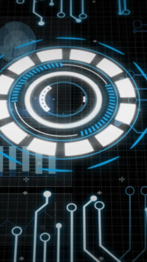Processing data, futuristic digital interface animating over circuit board Stock Footage 342812983