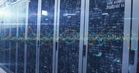 Processing data image over servers in high-tech data center environment Stock Photos