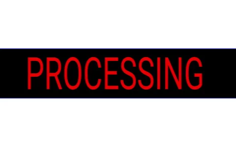 PROCESSING Data Status Graphic Red Text on Black Background Stock Footage 327243058