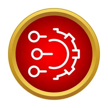 Processing data system gear icon on red background Illustrazione stock