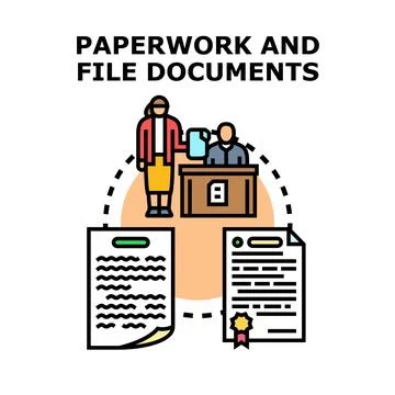 Processing document paperwork and managing legal information Stock Illustration