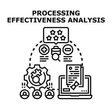 Processing effectiveness analysis data management concept Stock Illustration